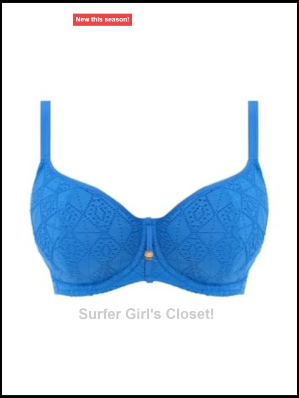 Underwire Sweetheart Bikini Top Padded Cups Adjustable Straps Crochet Overlay